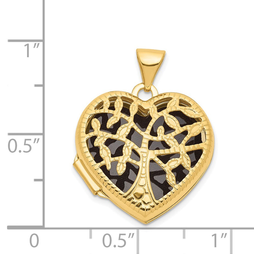 14K Gelbgold 14K 18mm Baum Herz Medaillon