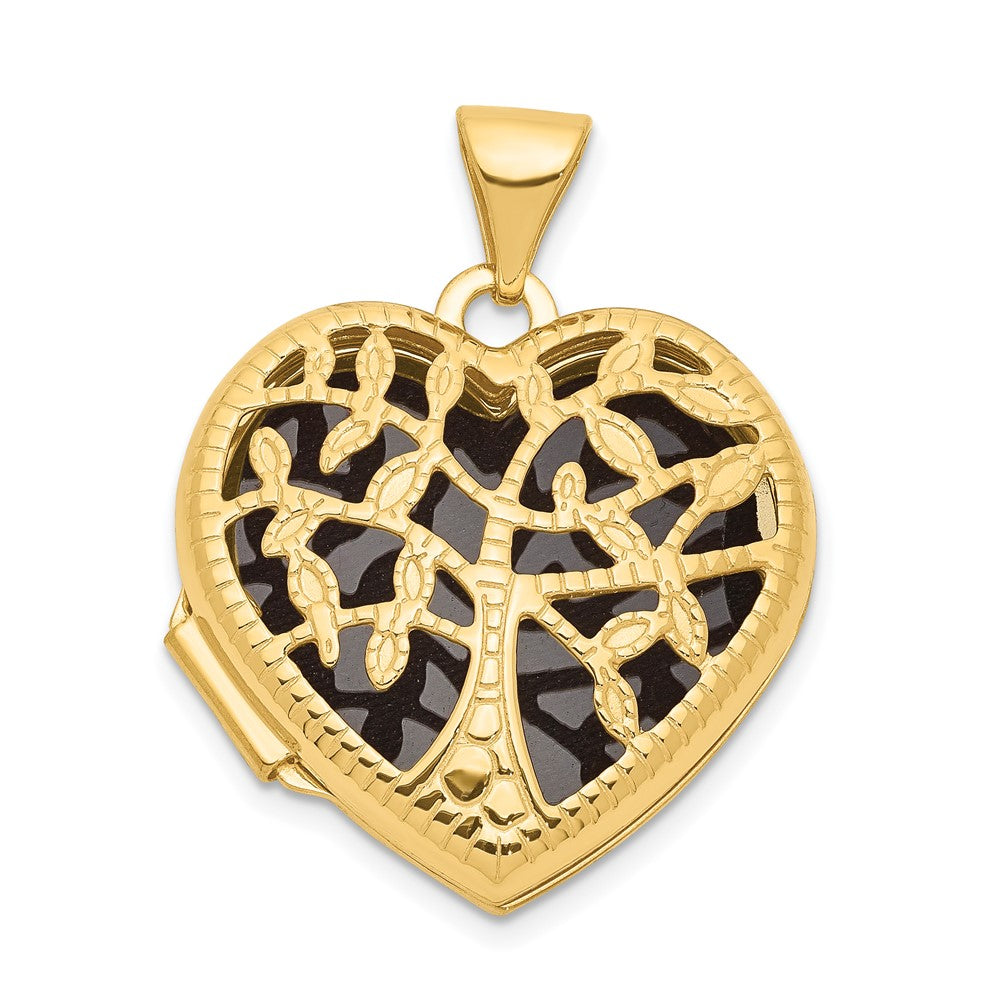 14K Gelbgold 14K 18mm Baum Herz Medaillon