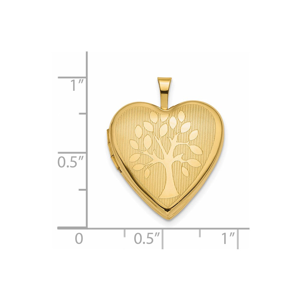 14K Gelbgold 14K 20mm Baum Herz Medaillon