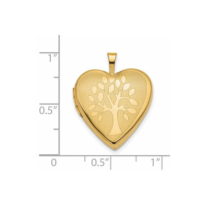 14K Gelbgold 14K 20mm Baum Herz Medaillon