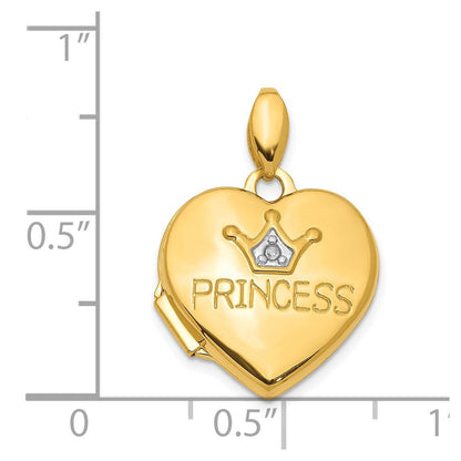 14K Gelbgold 14ky Diamant 16mm Princess Medaillon Anhänger