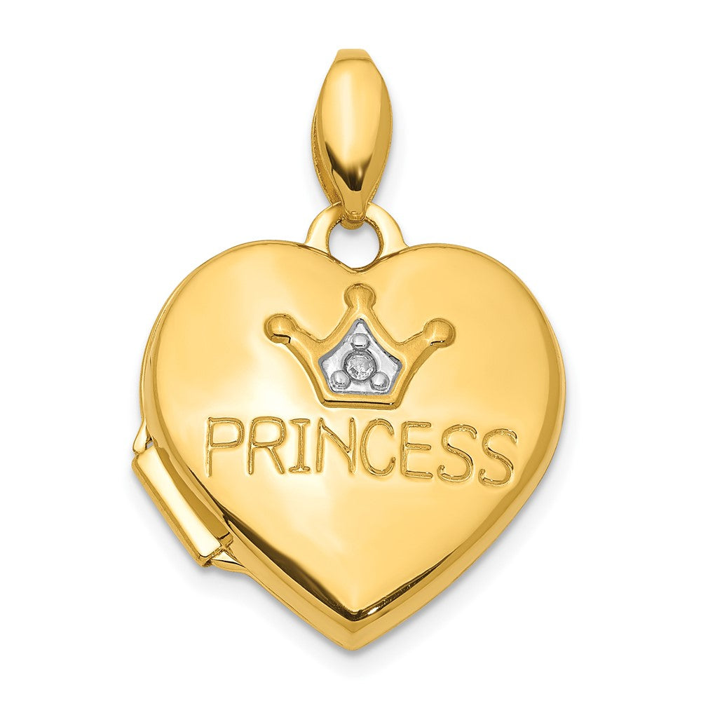 14K Gelbgold 14ky Diamant 16mm Princess Medaillon Anhänger