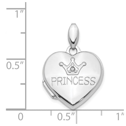 14K Weißgold 14K Weißgold Diamant 16mm Princess Medaillon Anhänger