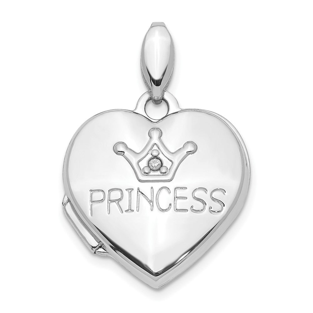14K Weißgold 14K Weißgold Diamant 16mm Princess Medaillon Anhänger