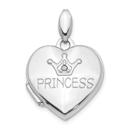 14K Weißgold 14K Weißgold Diamant 16mm Princess Medaillon Anhänger