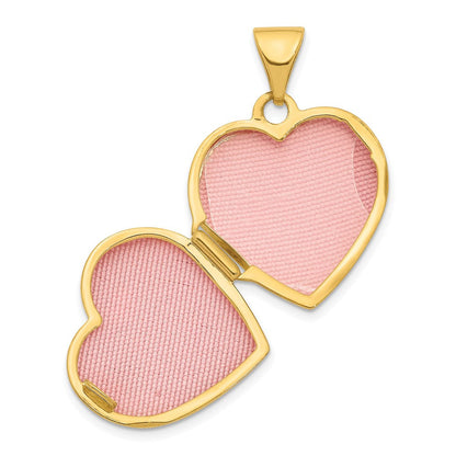 14K Gelbgold 14K mit Weiß Rhodium Diamant 16mm Herz Medaillon Anhänger