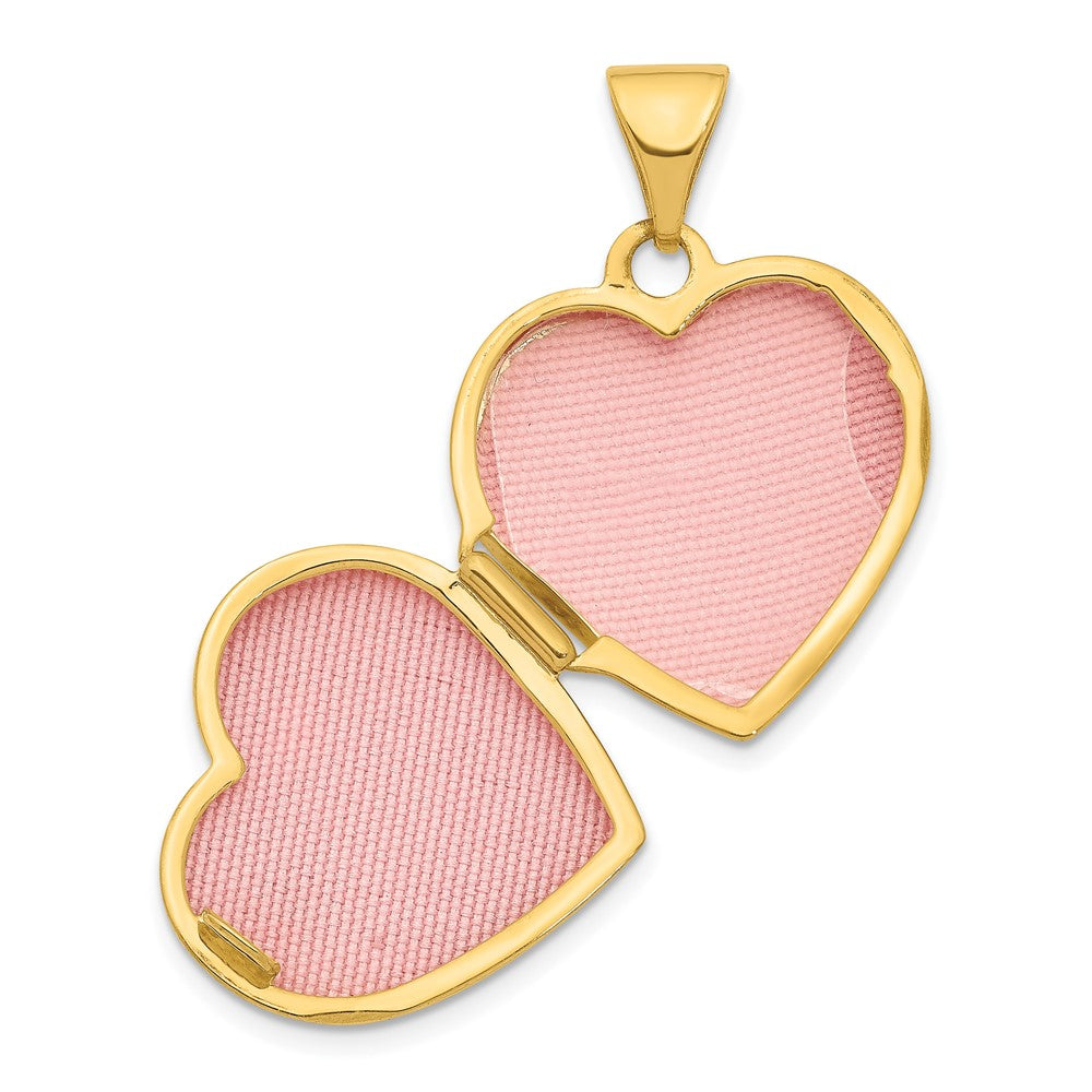14K Gelbgold 14K mit Weiß Rhodium Diamant 16mm Herz Medaillon Anhänger