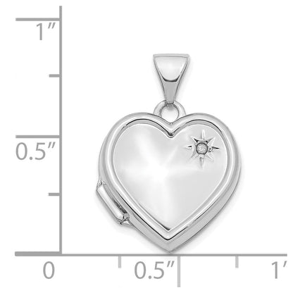14K Weißgold 14K Weißgold mit Diamant 16mm Herz Medaillon Anhänger