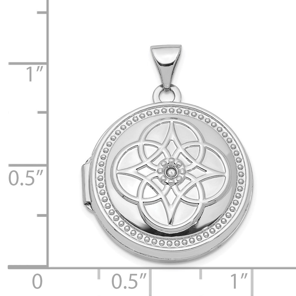 14K Weißgold 14K Weißgold 20mm Diamant Medaillon Anhänger