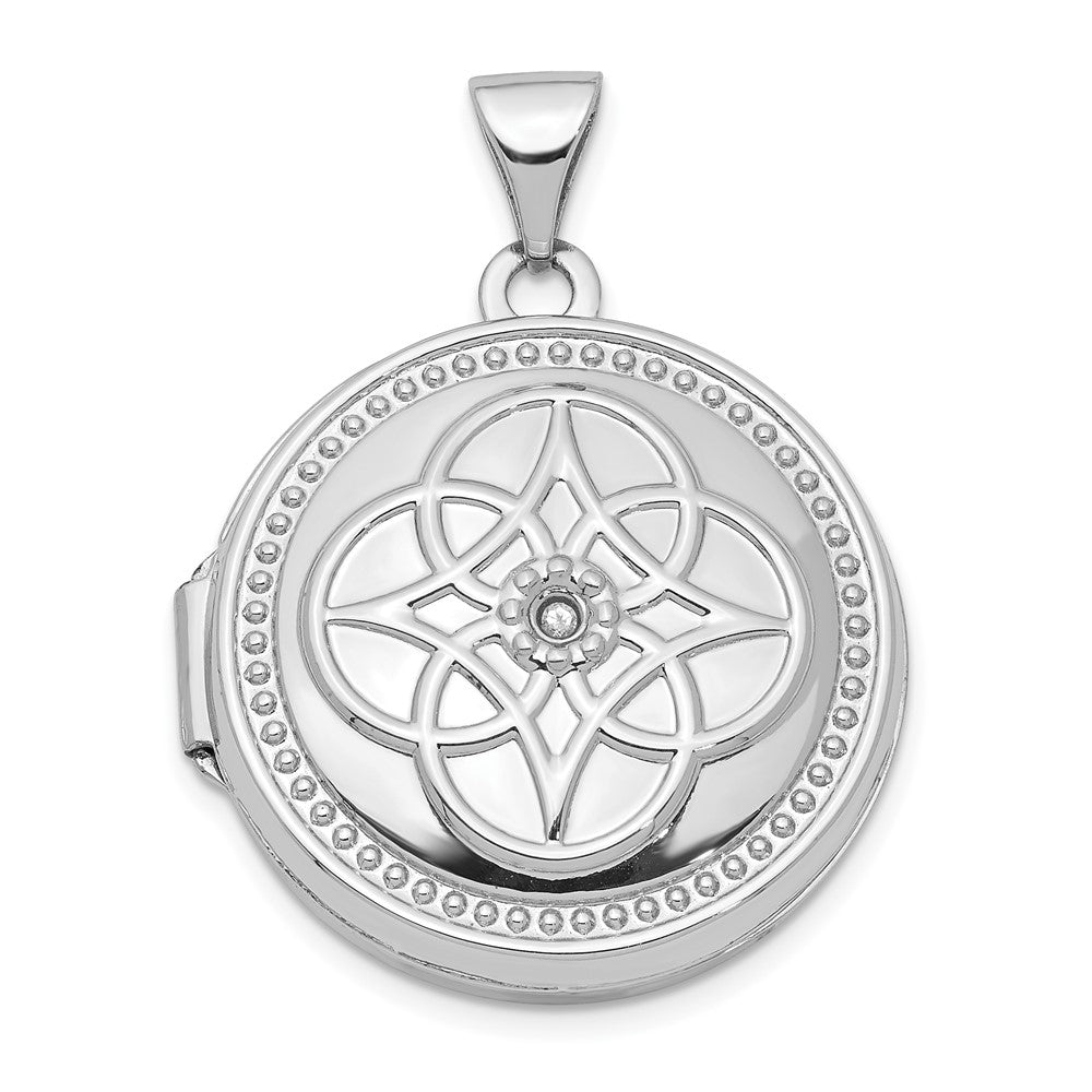14K Weißgold 14K Weißgold 20mm Diamant Medaillon Anhänger