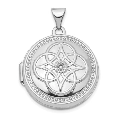 14K Weißgold 14K Weißgold 20mm Diamant Medaillon Anhänger