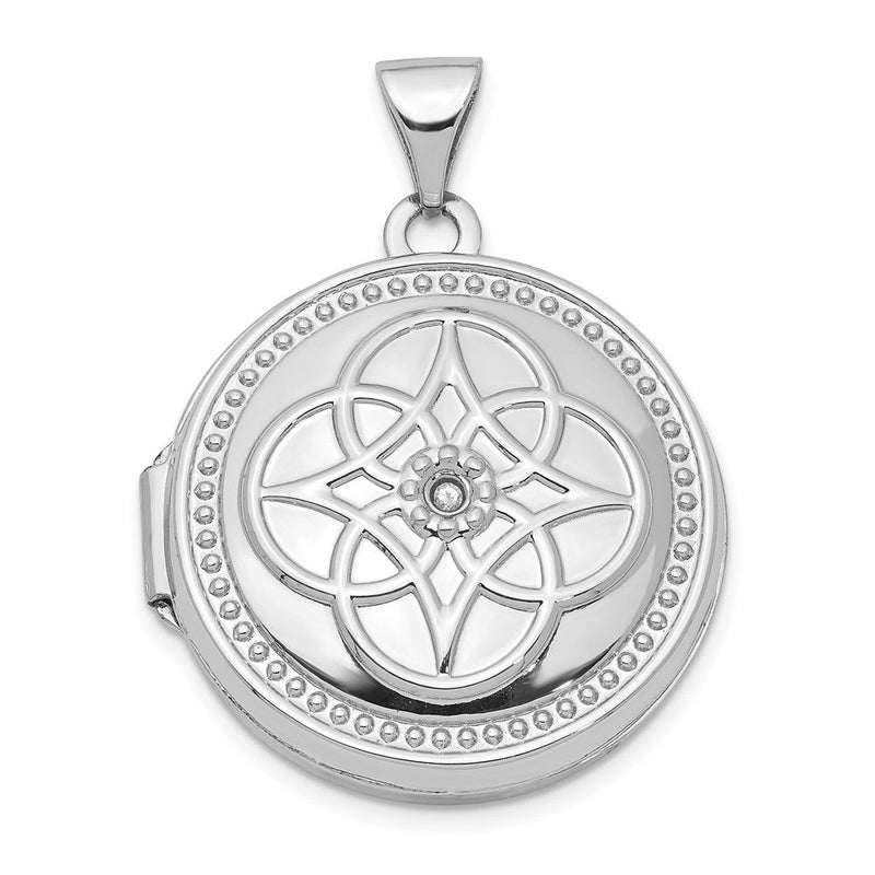 14K Weißgold 14K Weißgold 20mm Diamant Medaillon Anhänger