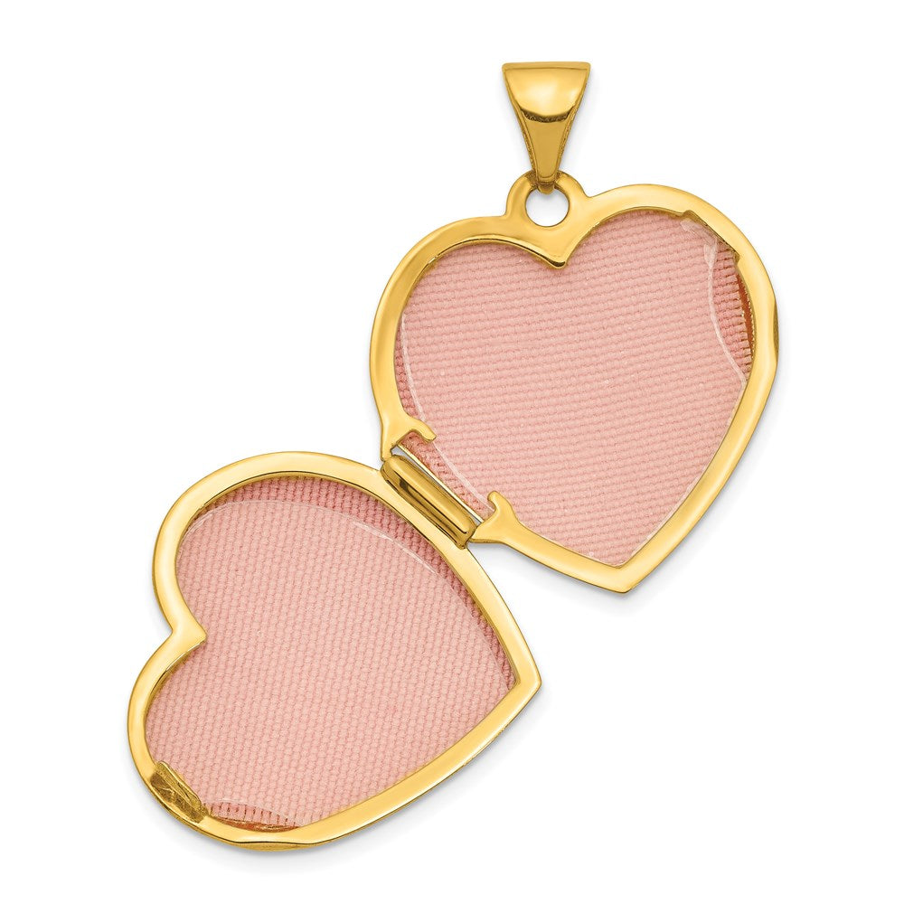 14K Gelbgold 14ky 19mm Ranke Design Wendbar Herz Medaillon Anhänger