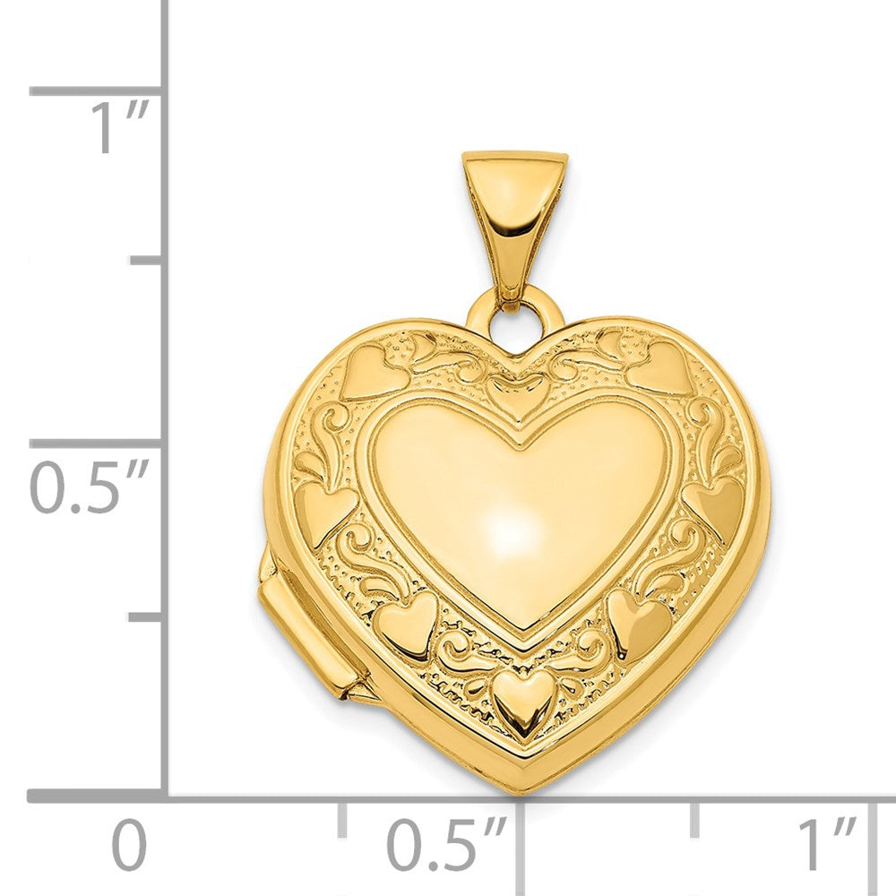 14K Gelbgold 14K 19mm Herz Rand Herz Medaillon Anhänger