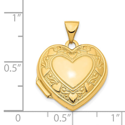 14K Gelbgold 14K 19mm Herz Rand Herz Medaillon Anhänger