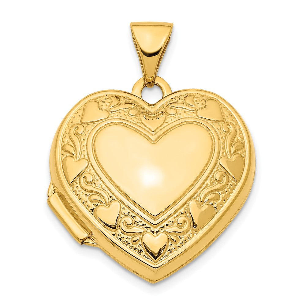 14K Gelbgold 14K 19mm Herz Rand Herz Medaillon Anhänger