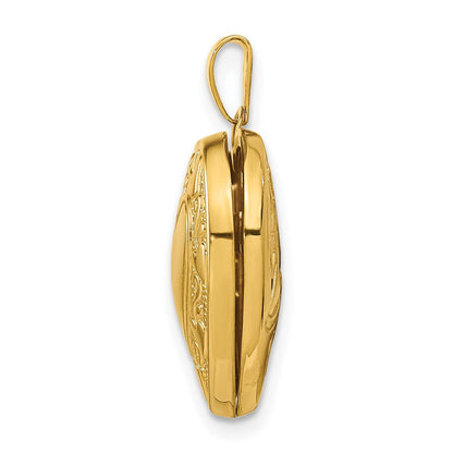 14K Gelbgold 14ky Herzen mit Liebe 19mm Wendbar Herz Medaillon Anhänger
