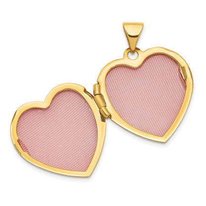 14K Gelbgold 14ky Herzen mit Liebe 19mm Wendbar Herz Medaillon Anhänger