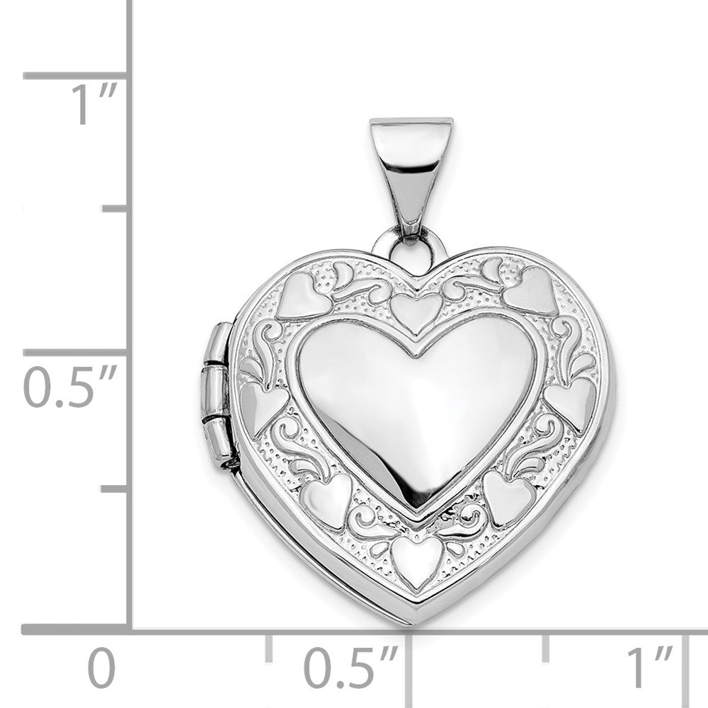 14K Weißgold 14K Weißgold Herzen & Liebe Wendbar 19mm Herz Medaillon Anhänger