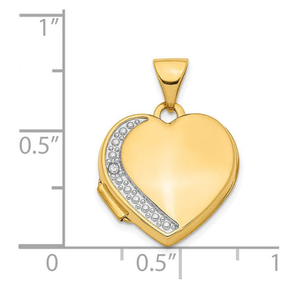 14K Gelbgold 14K Diamant 16mm Herz Medaillon Anhänger