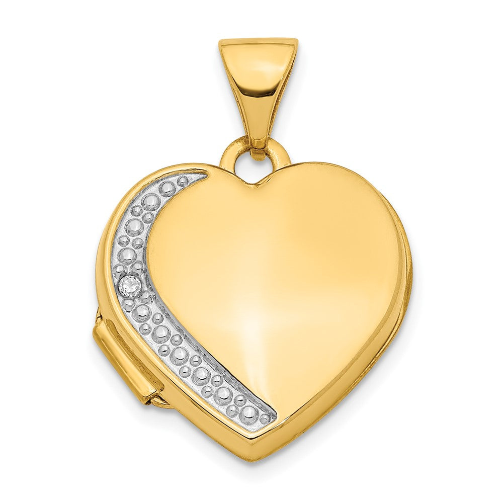 14K Gelbgold 14K Diamant 16mm Herz Medaillon Anhänger