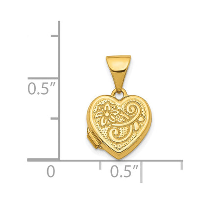 14K Gelbgold 14K 11mm Blumen Herz Medaillon Anhänger