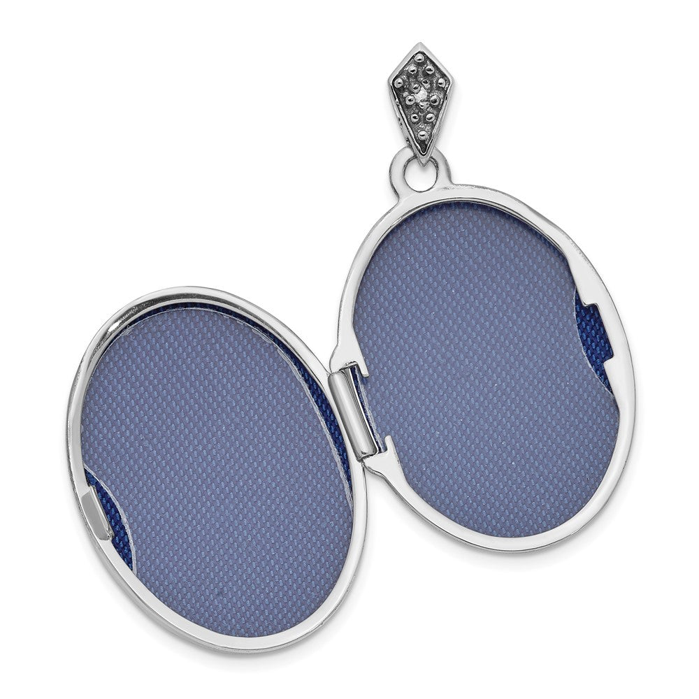14K Weißgold 14K Weißgold Diamant Baum 23mm Blau Stoff Medaillon Anhänger