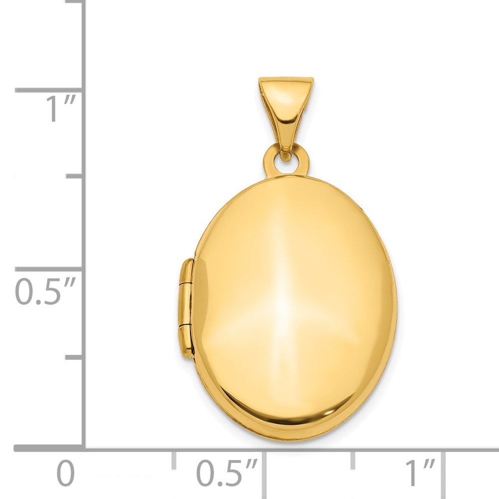 14K Gelbgold 14ky 21mm Oval Medaillon Anhänger