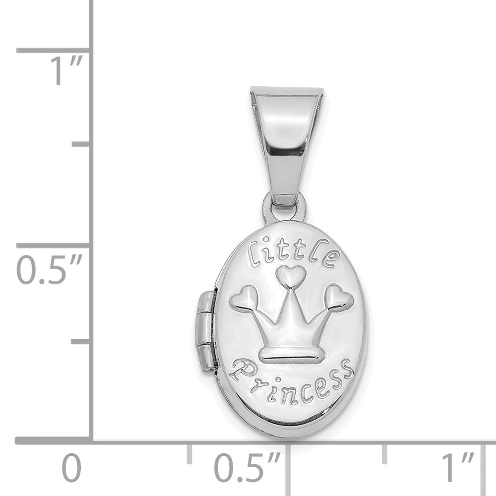 14K Weißgold 14K Weißgold Little Princess 16mm Oval Medaillon Anhänger