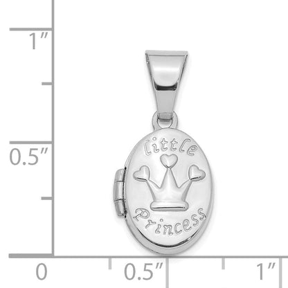 14K Weißgold 14K Weißgold Little Princess 16mm Oval Medaillon Anhänger