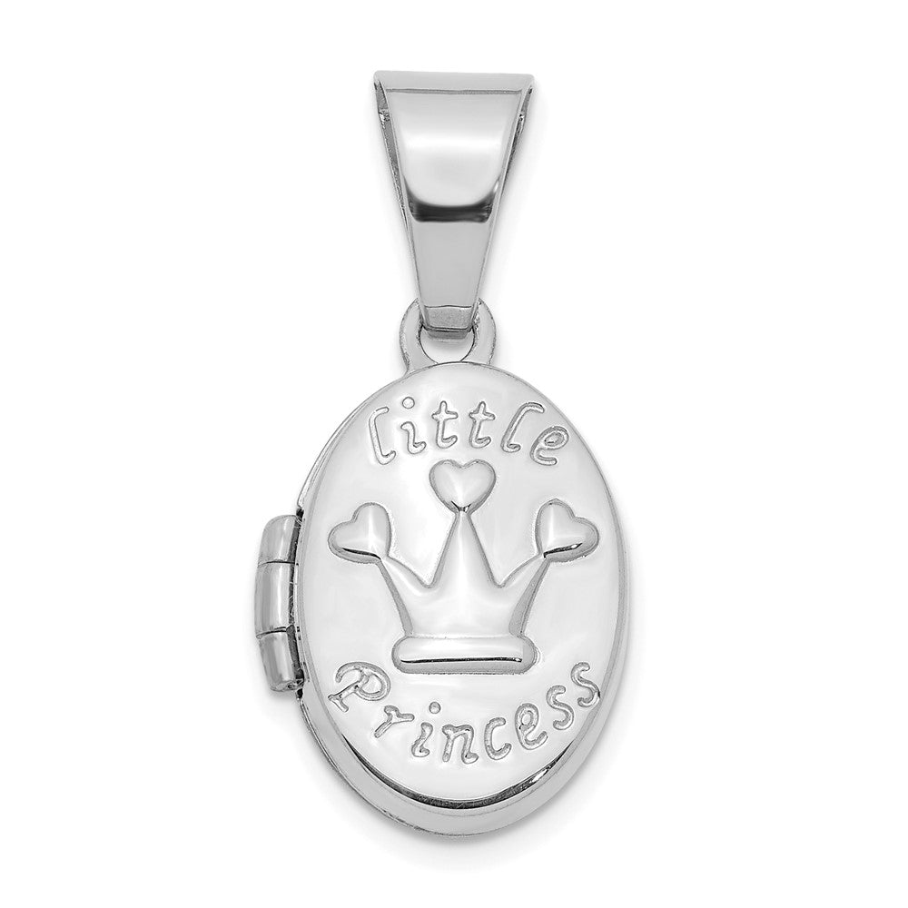 14K Weißgold 14K Weißgold Little Princess 16mm Oval Medaillon Anhänger