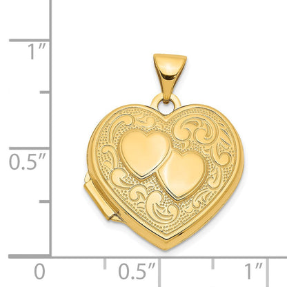 14K Gelbgold 14K Doppelt Herz Medaillon