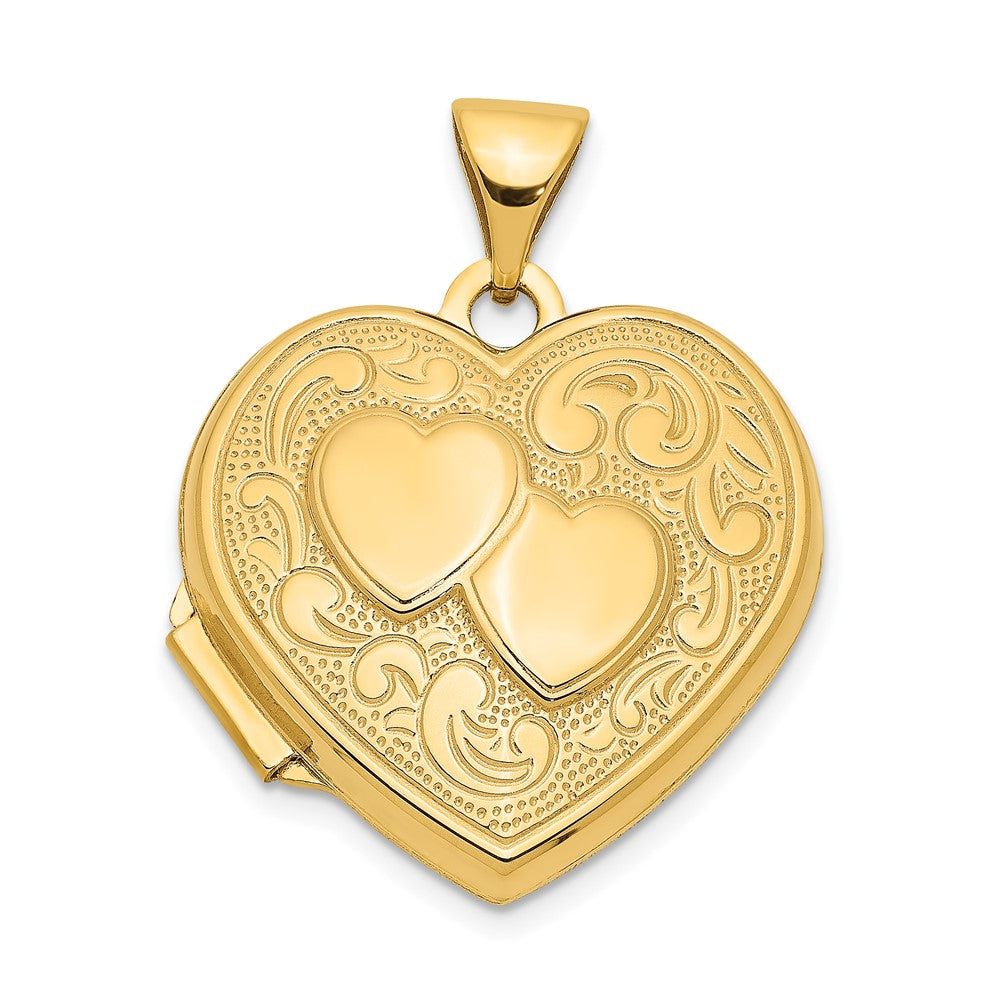 14K Gelbgold 14K Doppelt Herz Medaillon