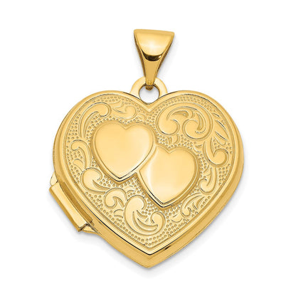 14K Gelbgold 14K Doppelt Herz Medaillon