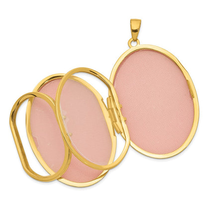 14K Gelbgold 14K 38mm Groß Oval Familie Medaillon Anhänger