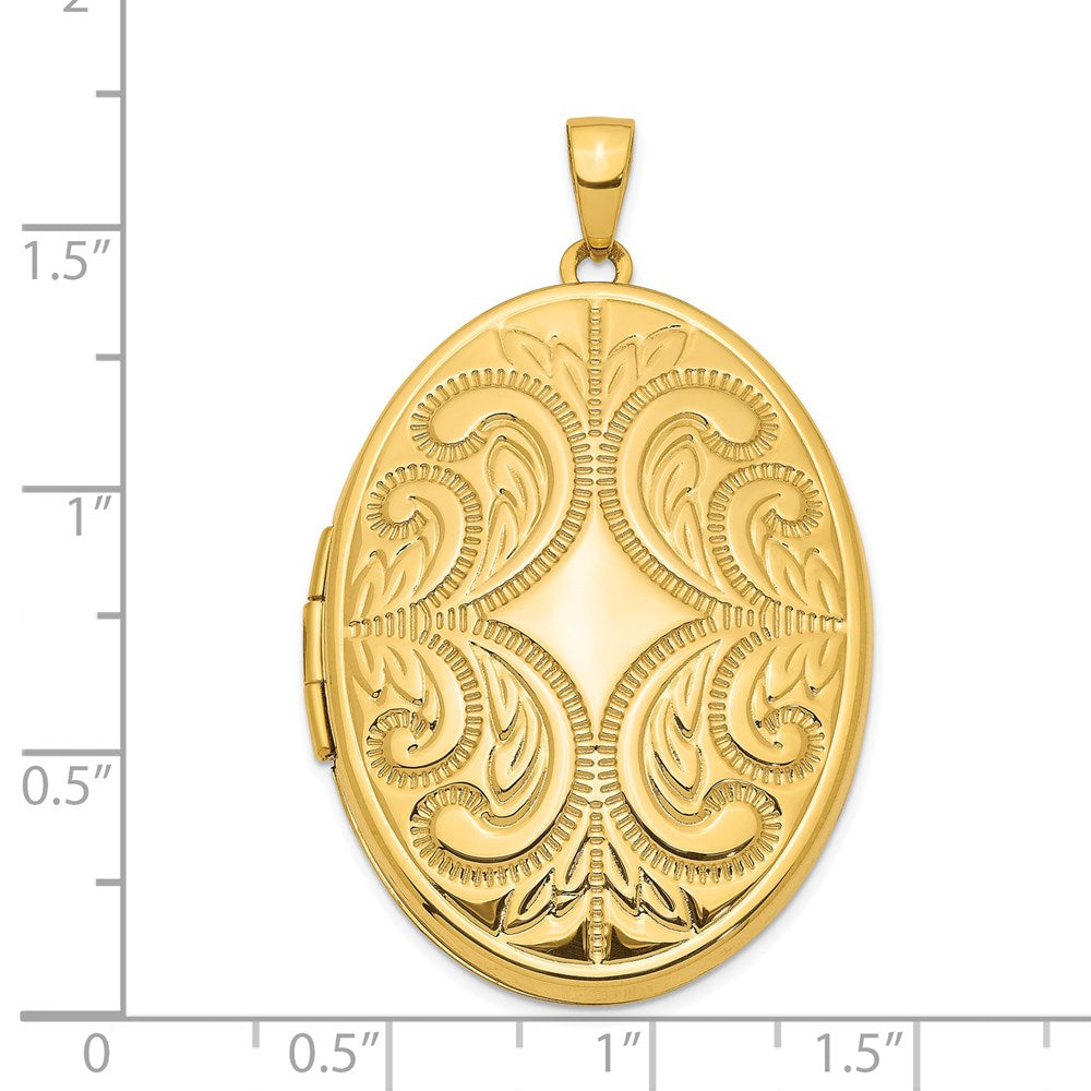 14K Gelbgold 14K 38mm Groß Oval Familie Medaillon Anhänger
