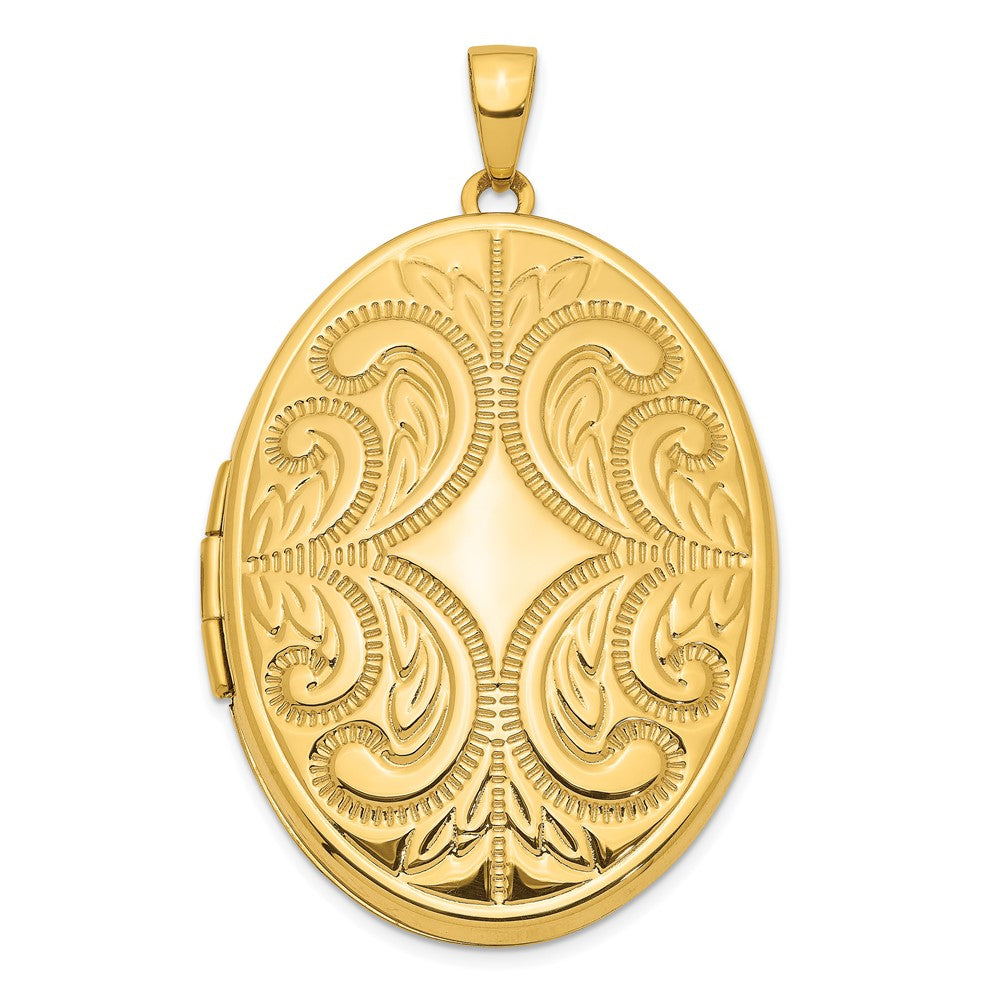 14K Gelbgold 14K 38mm Groß Oval Familie Medaillon Anhänger