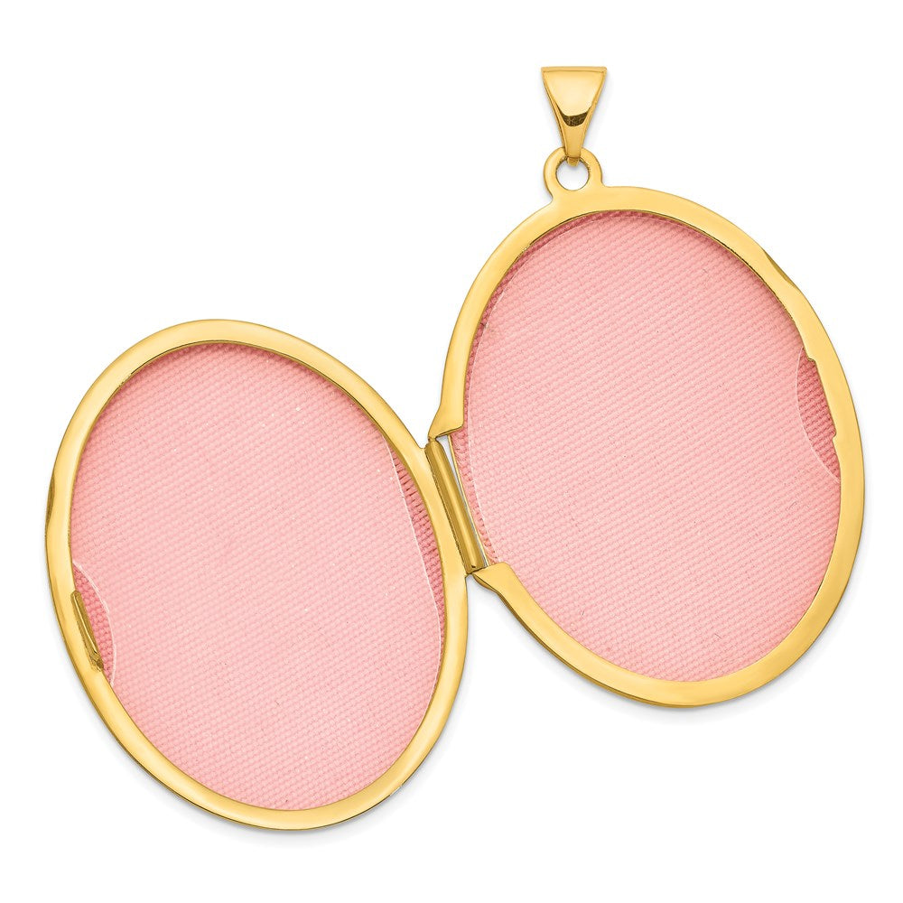 14K Gelbgold 14K 33mm Blumen Oval Medaillon Anhänger