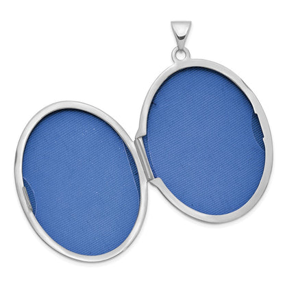 14K Weißgold 14K Weißgold 33mm Blumen Oval Medaillon Anhänger