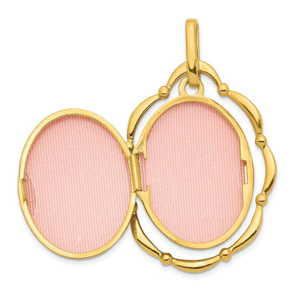 14K Gelbgold 14K Dancing Blumen 24mm Oval Medaillon Anhänger