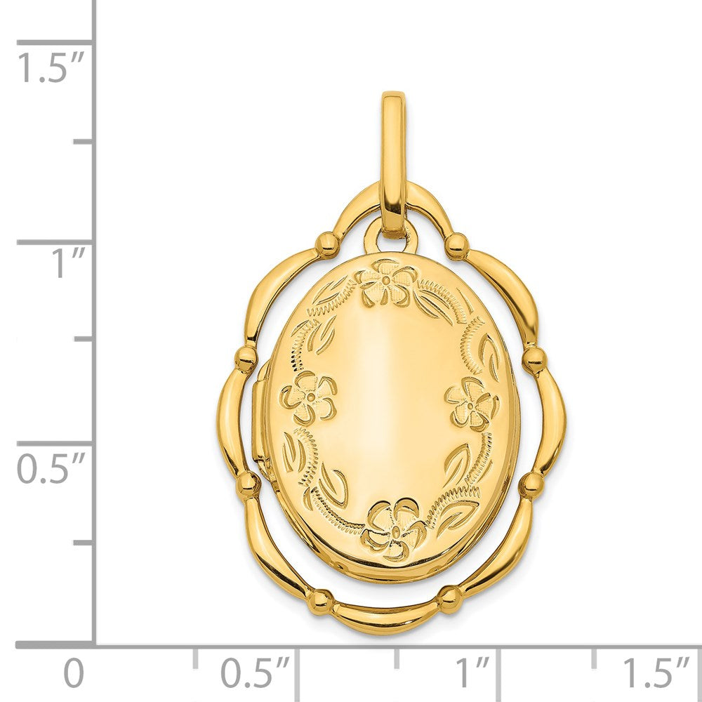 14K Gelbgold 14K Dancing Blumen 24mm Oval Medaillon Anhänger