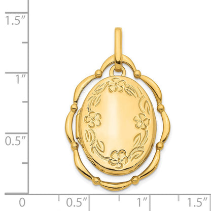 14K Gelbgold 14K Dancing Blumen 24mm Oval Medaillon Anhänger