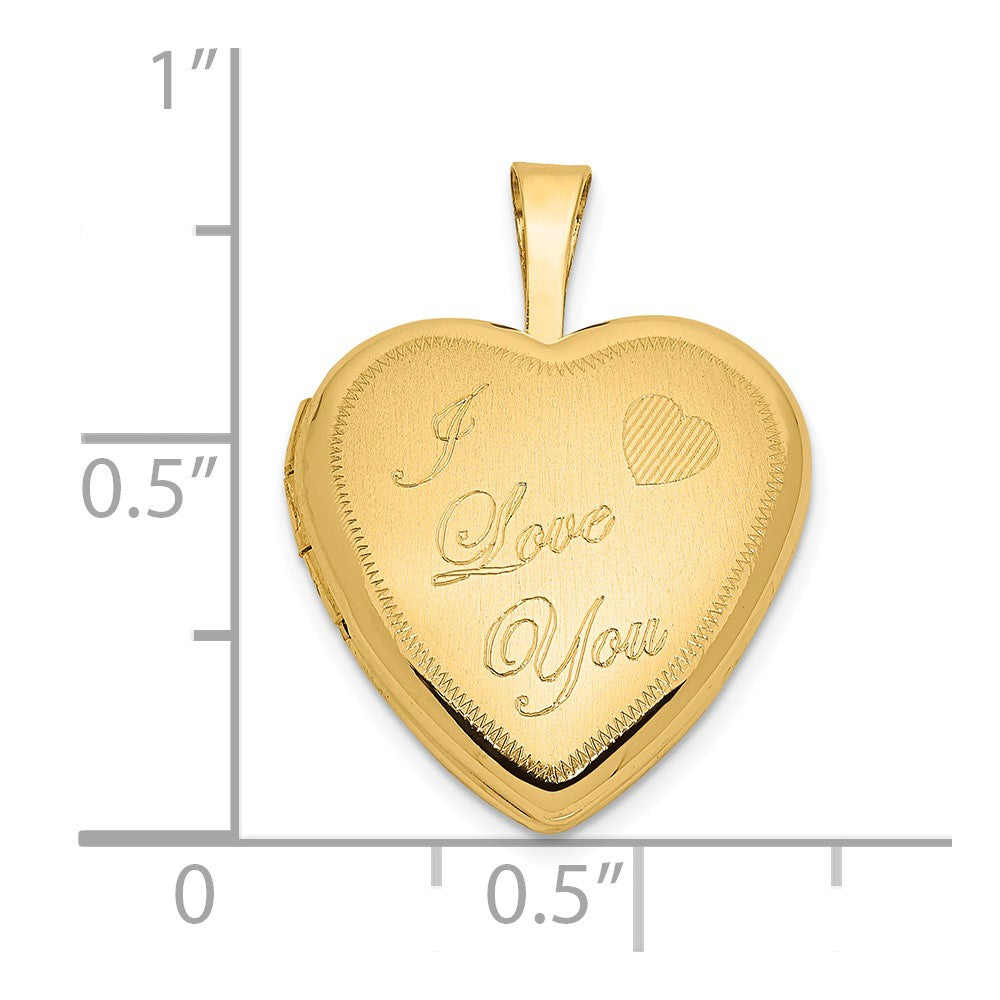 14K Gelbgold 14K 16mm Poliert & Satiniert I Liebe You Herz Medaillon
