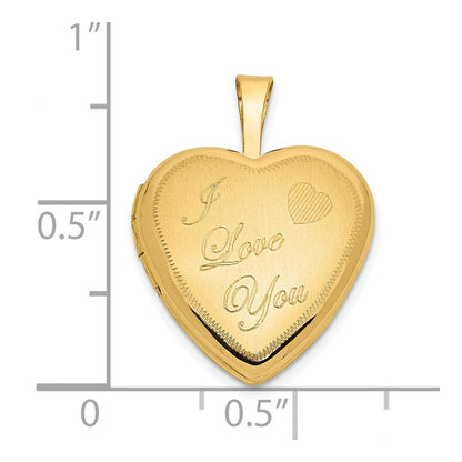 14K Gelbgold 14K 16mm Poliert & Satiniert I Liebe You Herz Medaillon