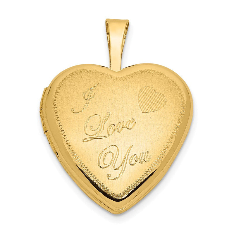 14K Gelbgold 14K 16mm Poliert & Satiniert I Liebe You Herz Medaillon