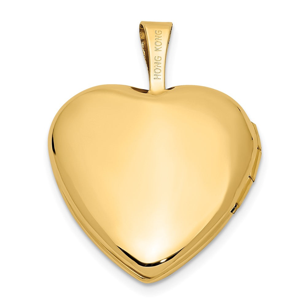 14K Gelbgold 14ky 16mm Blatt und Ranke Herz Medaillon