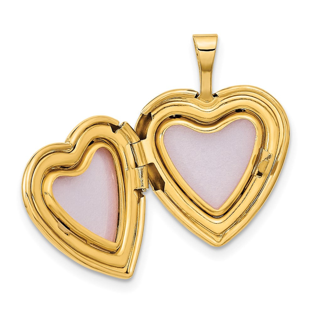 14K Gelbgold 14ky 16mm Blatt und Ranke Herz Medaillon
