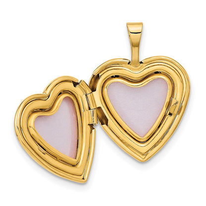 14K Gelbgold 14ky 16mm Blatt und Ranke Herz Medaillon