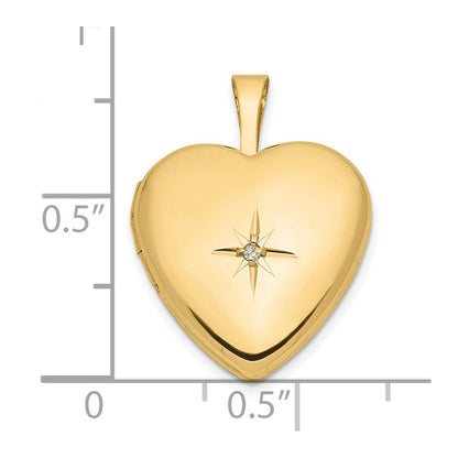 14K Gelbgold 16mm Mit.01ct. Diamant Stern Herz Medaillon