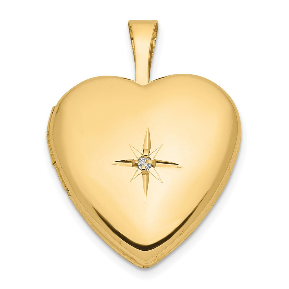 14K Gelbgold 16mm Mit.01ct. Diamant Stern Herz Medaillon